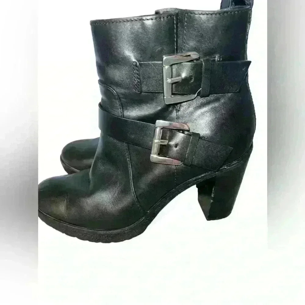 Michael Kors Black Ankle Slouch Zip Up Leather Sz 8 1/2 Minimalist block almond - Picture 5 of 8